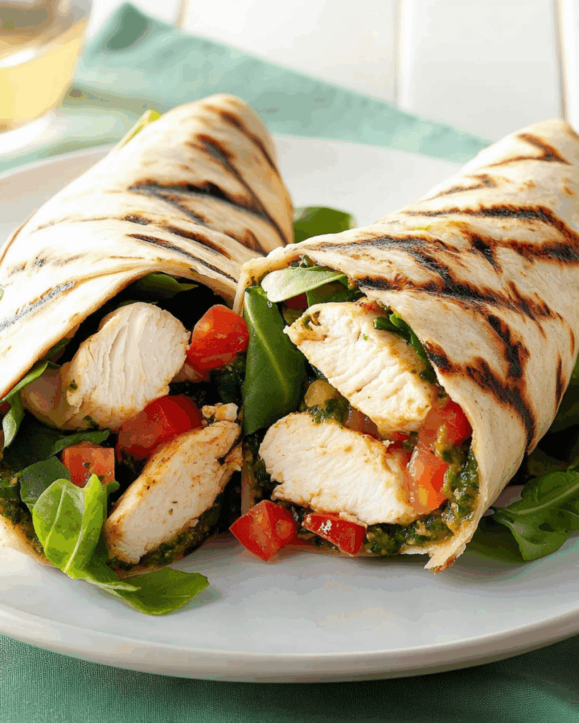 Bruschetta Chicken Pesto Wraps Recipe