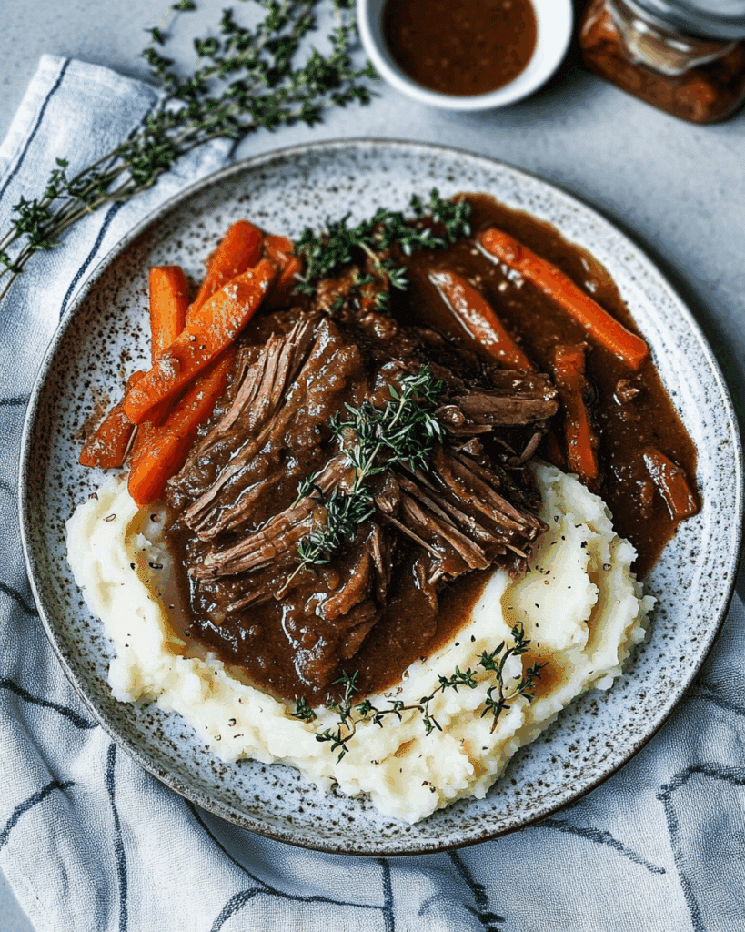 Classic Pot Roast with Mashed Potatoes & Rich Gravy Recipe