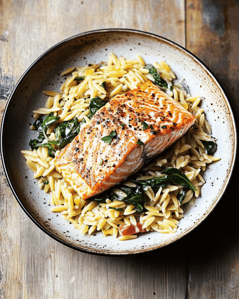 One Skillet Salmon with Lemon Orzo