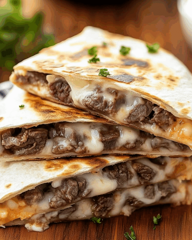 Steak Cheese Quesadillas on Blackstone