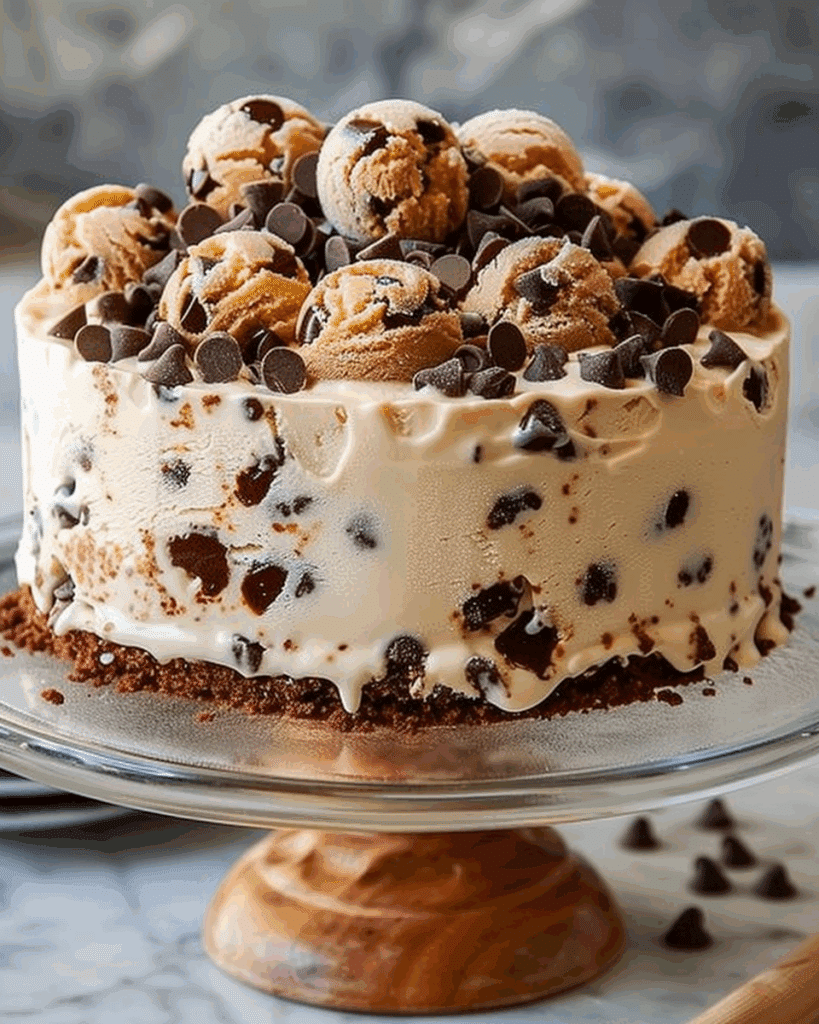 CHOCOLATE CHIP COOKIE DOUGH ICE CREAM CAKE
