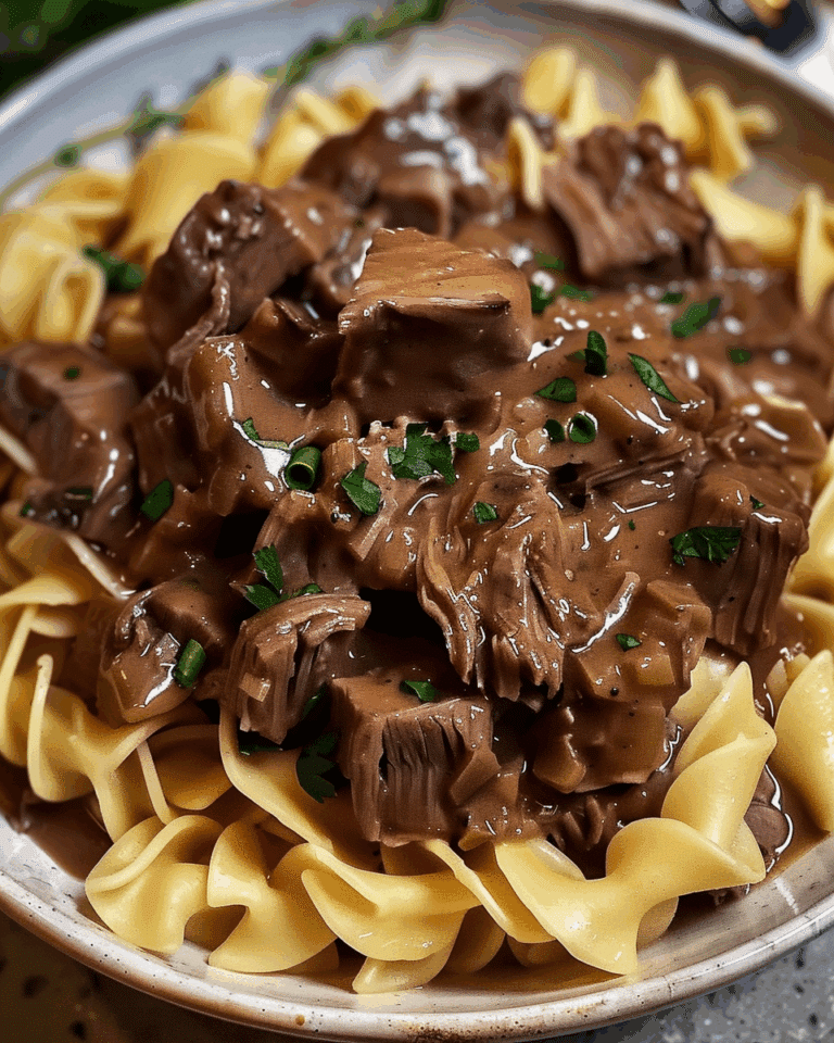 Crockpot Beef Tips and Noodles