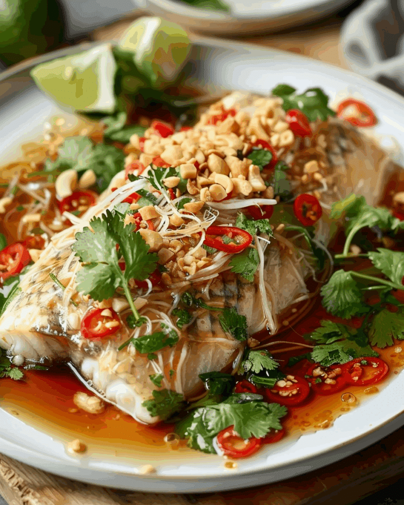 Thai Lime-Garlic Steamed Fish