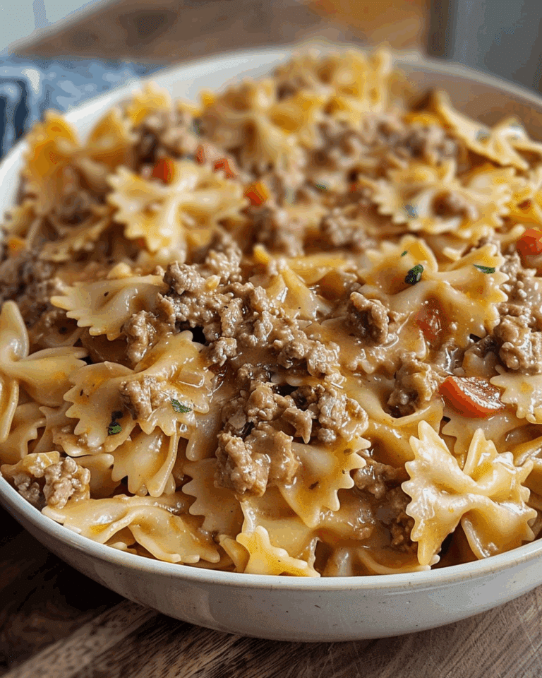 Creamy Velveeta Beef Pasta With Bowtie Noodles