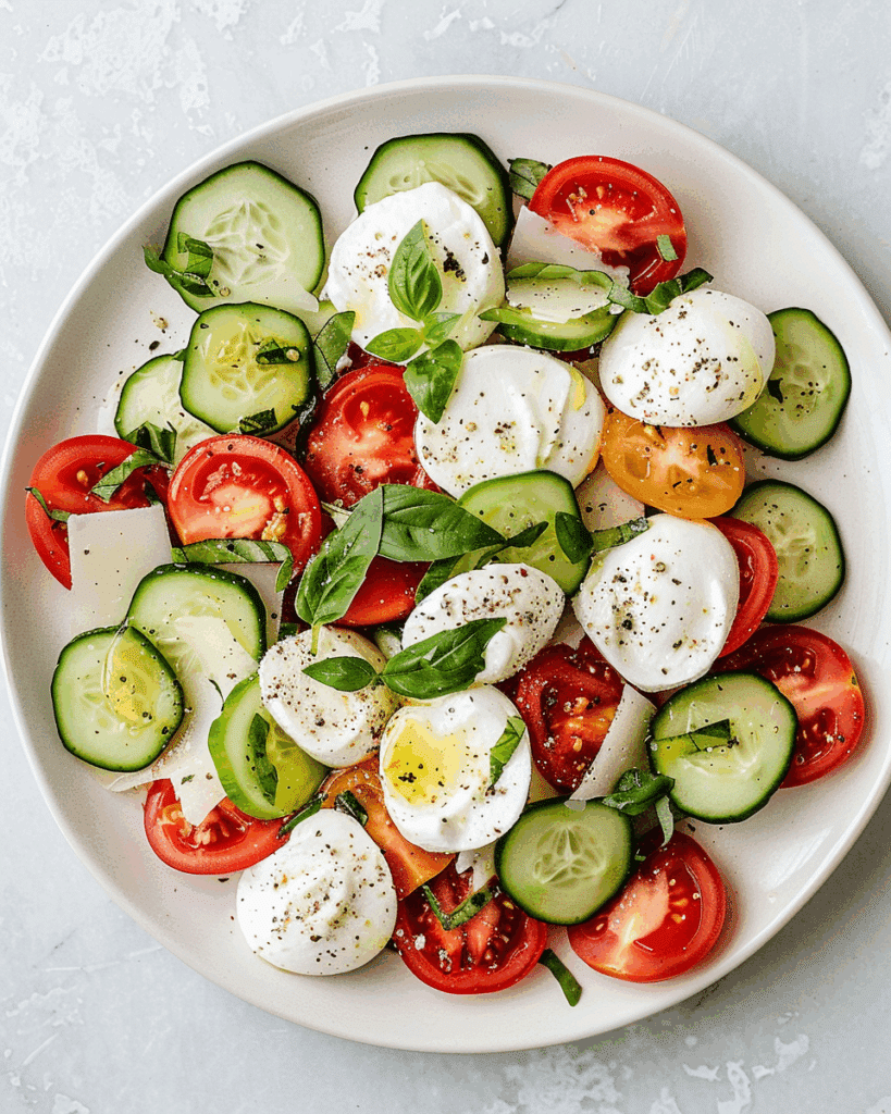 Fresh Cucumber Caprese Salad