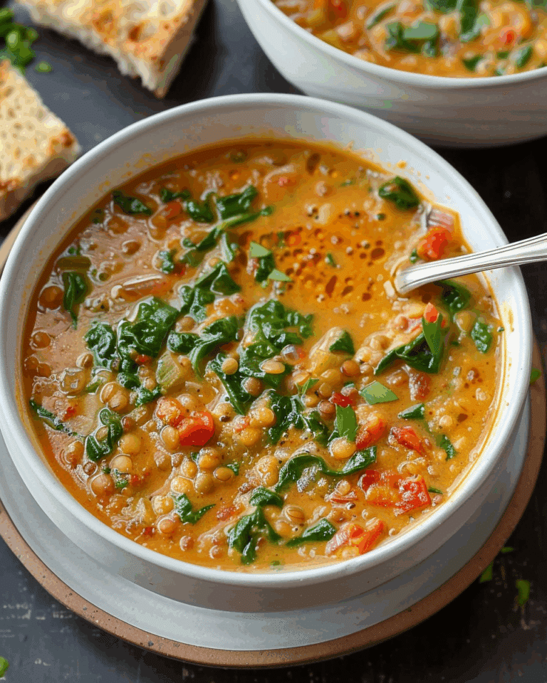 Red Lentil and Spinach Soup
