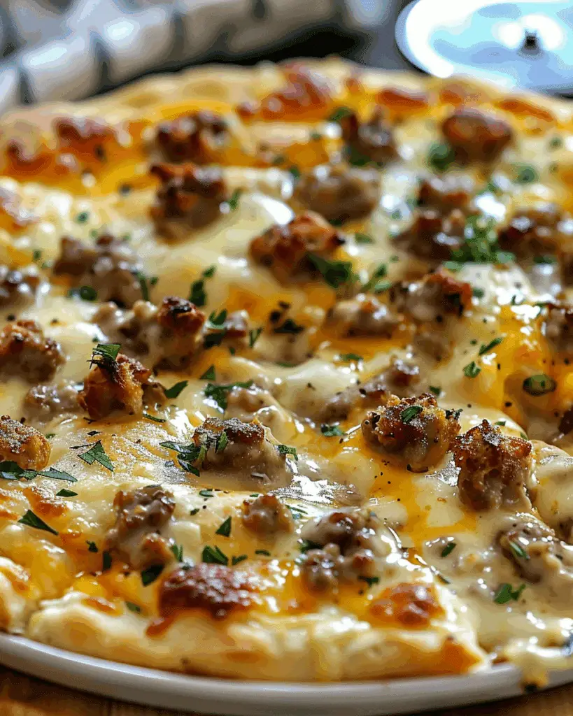 Biscuits and Sausage Gravy Breakfast Pizza