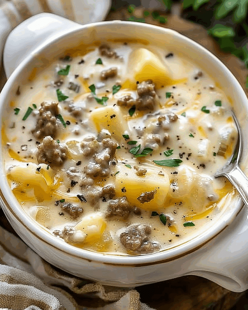 Cheesy Hamburger Potato Soup