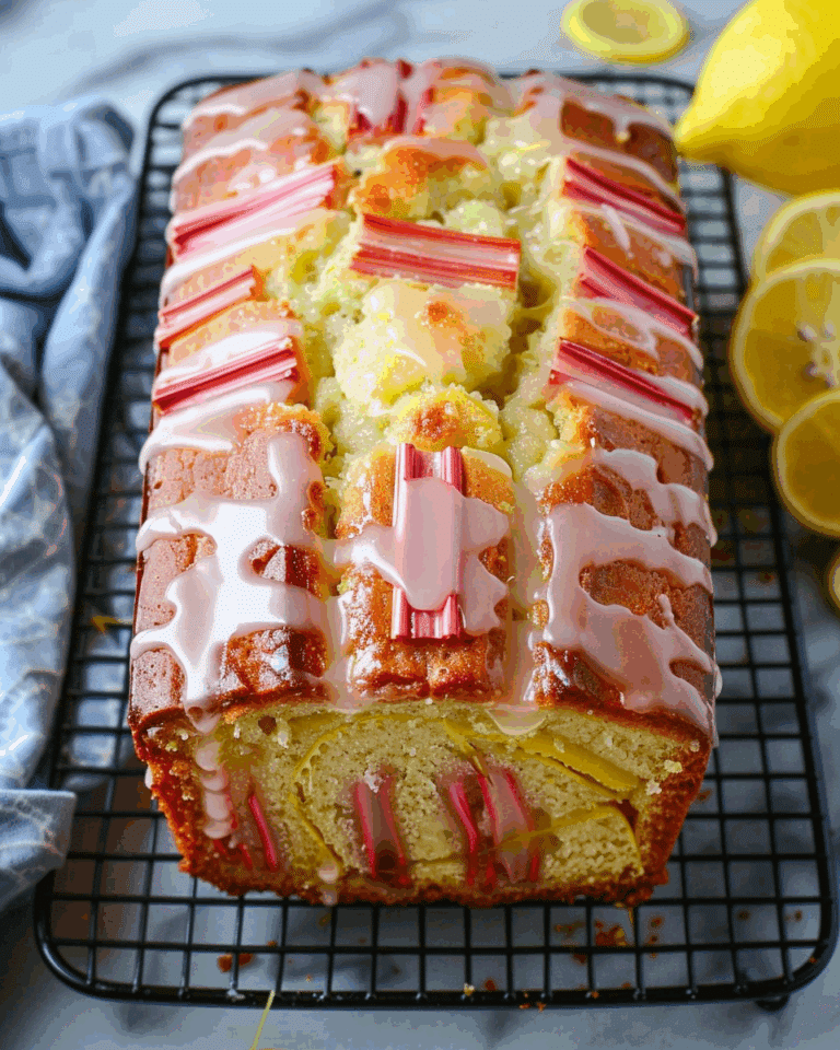 Lemon Rhubarb Loaf With Glaze