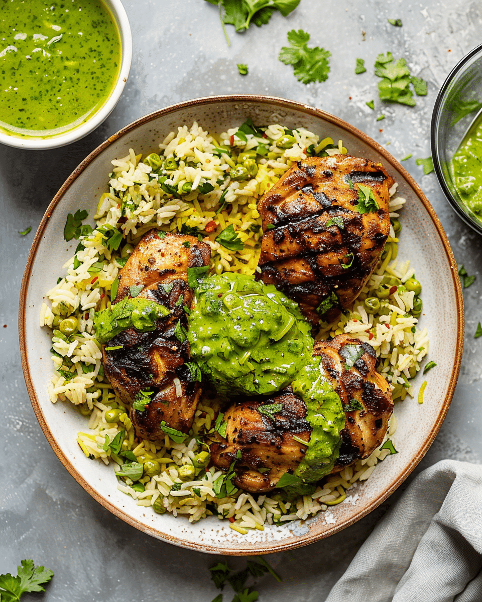 Peruvian Chicken & Rice with Green Sauce