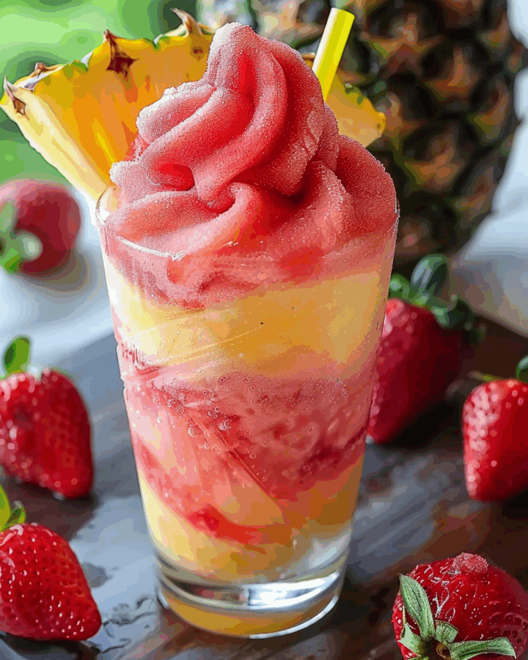 Pineapple Strawberry Swirled Slushies