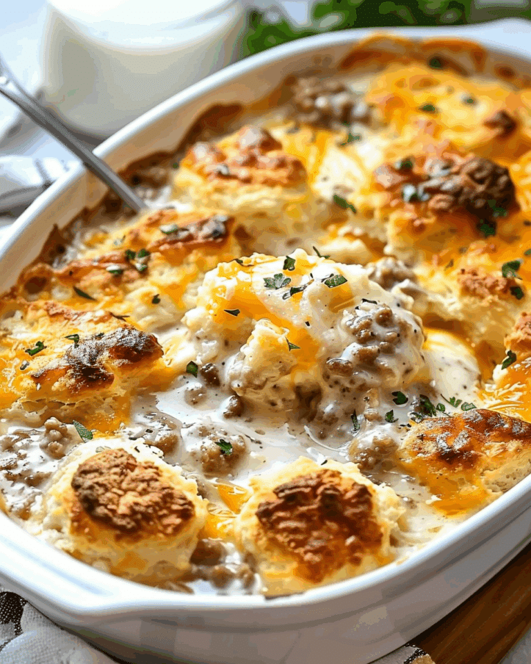 Biscuits and Gravy Breakfast Casserole