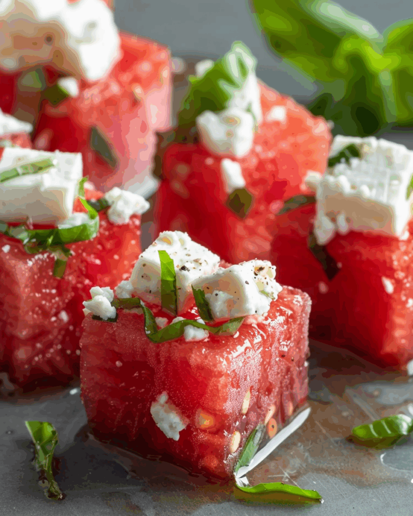 Frozen Watermelon Feta Bites