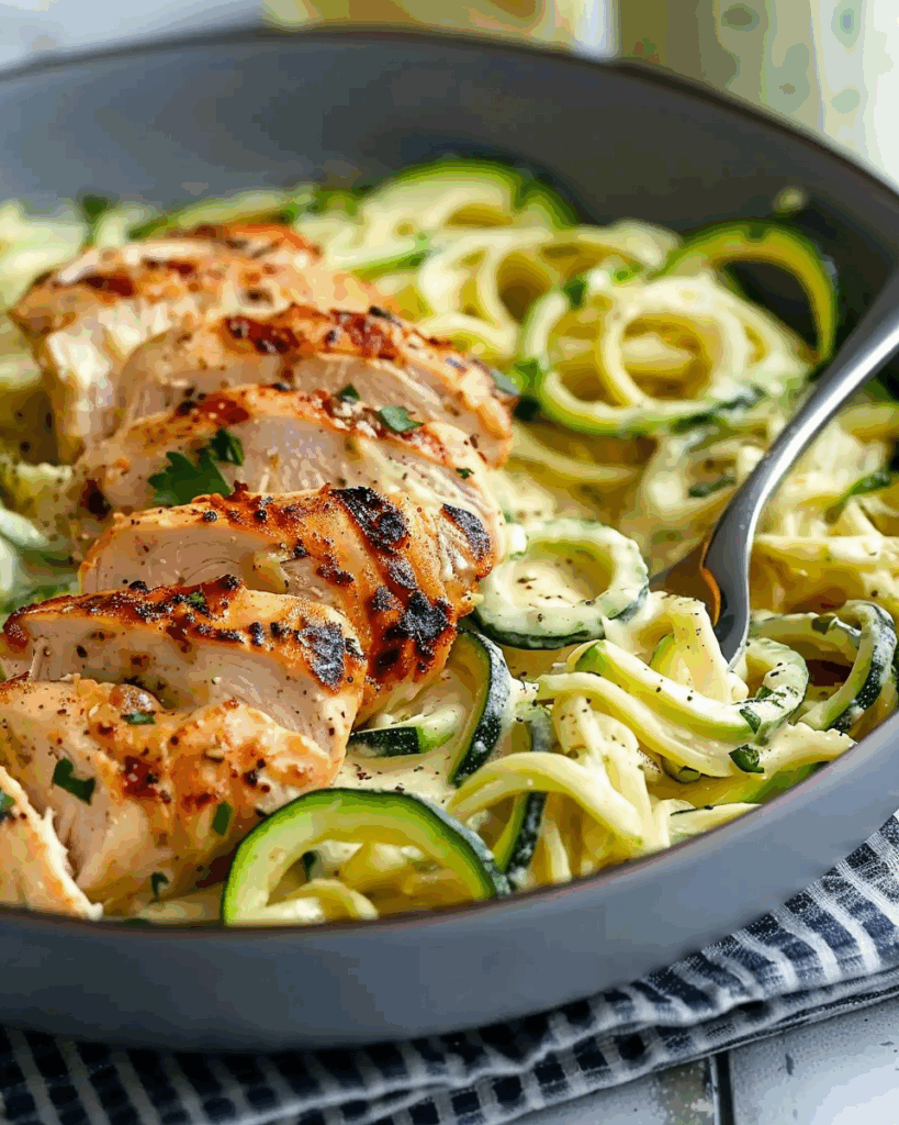 Zucchini Noodle Chicken Alfredo