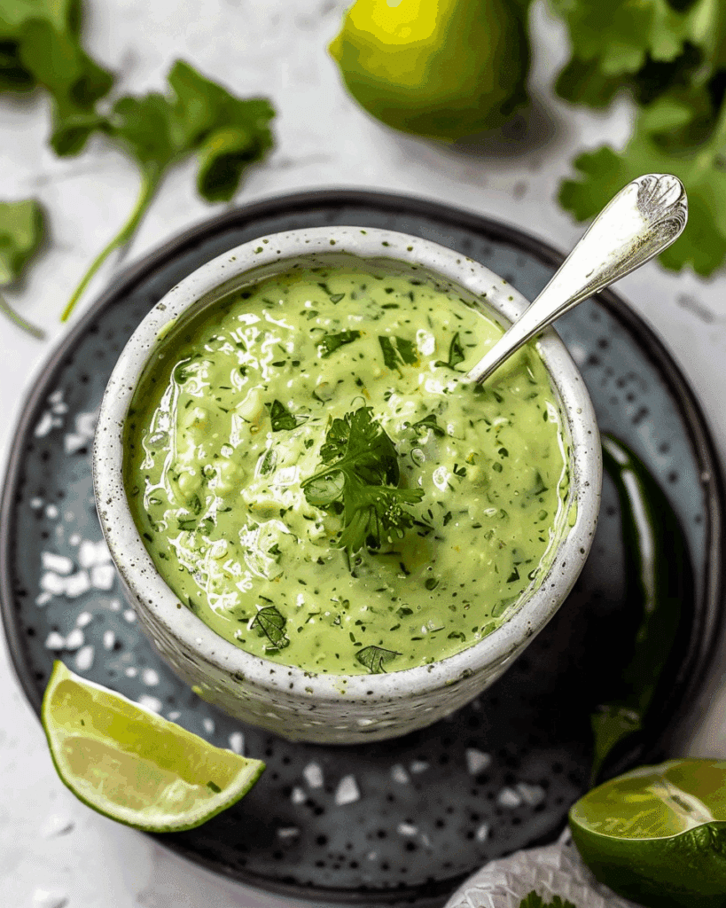Creamy Cilantro Garlic Sauce With Jalapeños & Limes
