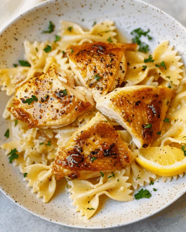 Lemon Garlic Chicken with Creamy Bowtie Pasta