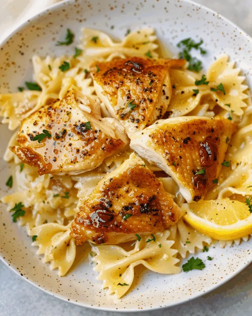 Lemon Garlic Chicken with Creamy Bowtie Pasta