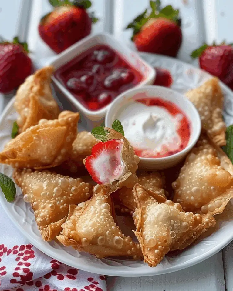 Deep-Fried Strawberry Cheesecake Stuffed Wonton Bites