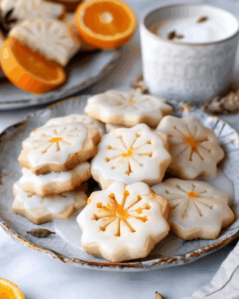 Cardamom Shortbread Cookies with Orange Glaze