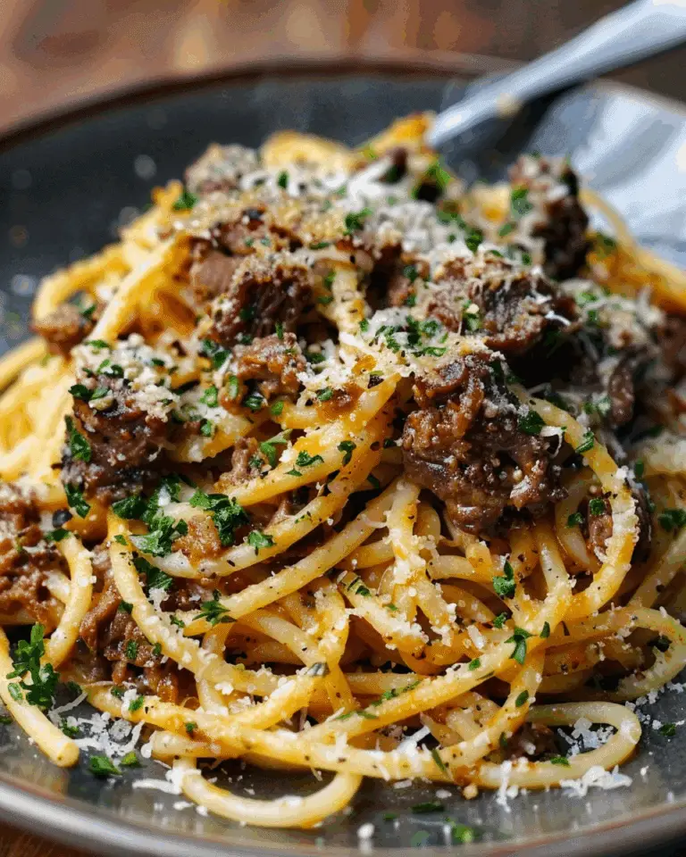 Garlic Butter Parmesan Spaghetti with Savory Beef