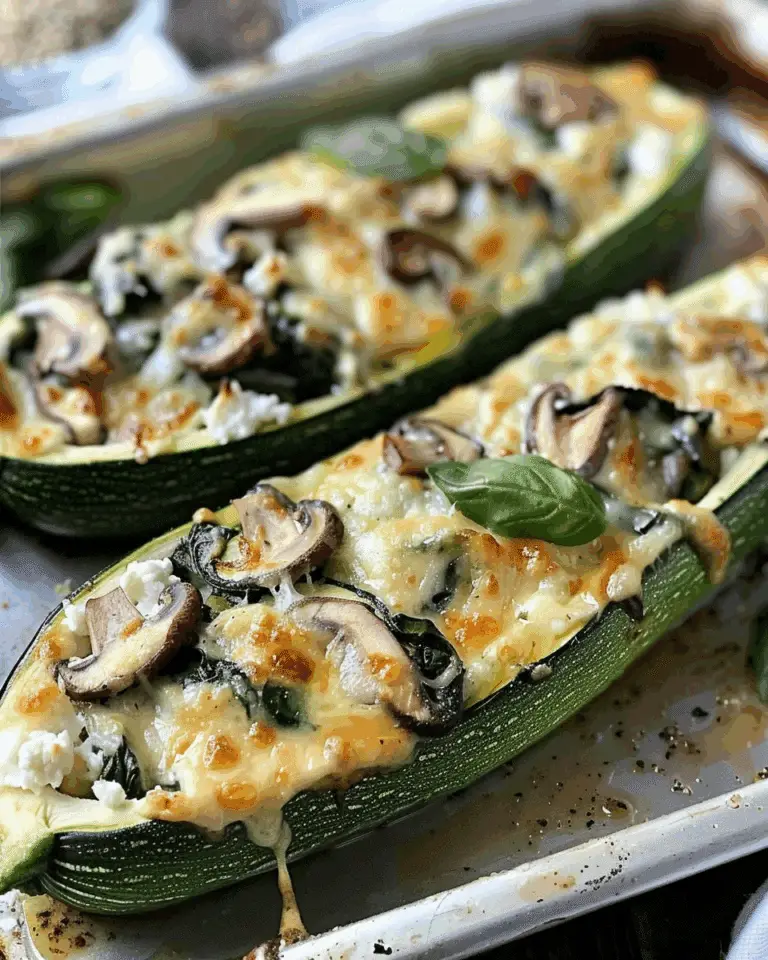 Savory Spinach, Mushroom, and Ricotta Stuffed Zucchini Boats