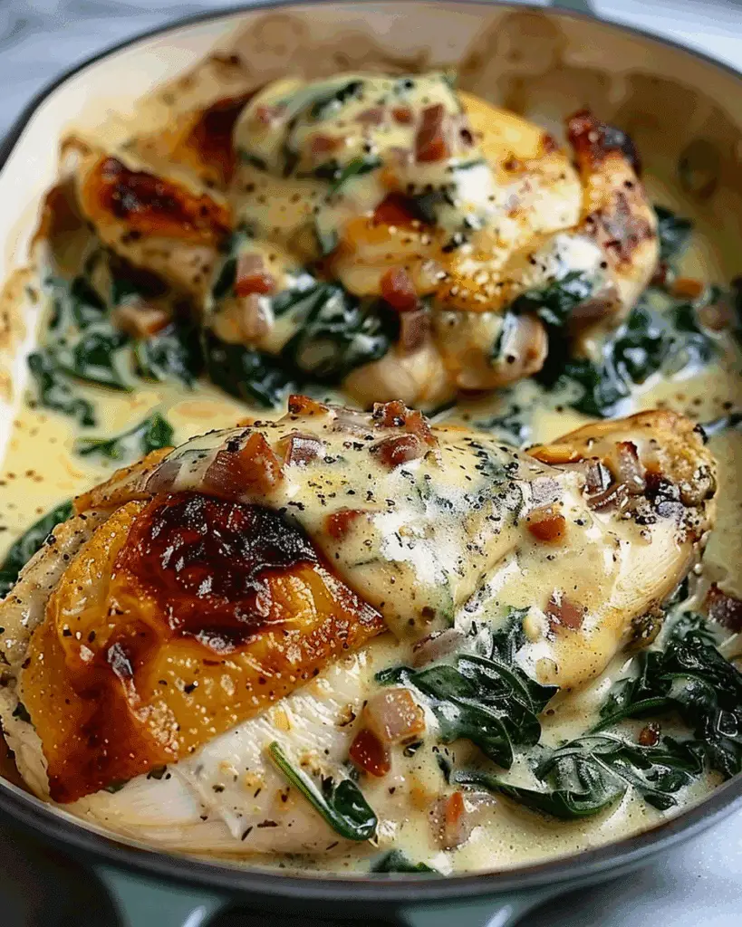 Smothered Chicken with Creamed Spinach