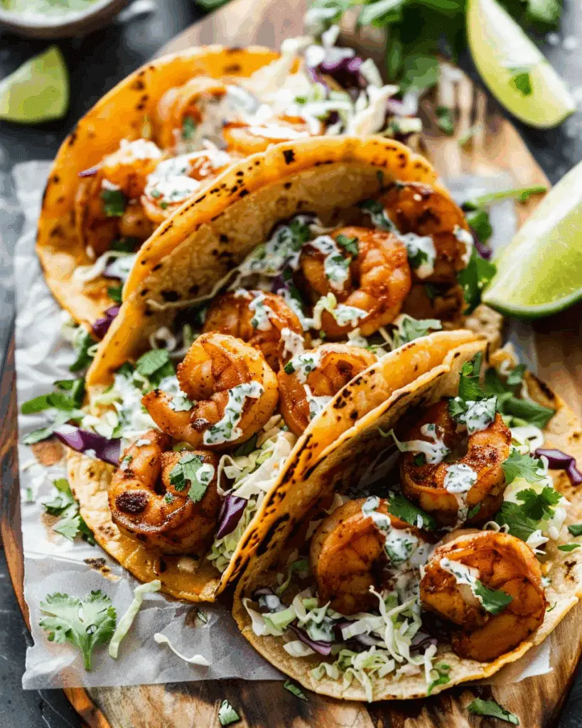 Cilantro Lime Shrimp Tacos with Creamy Slaw