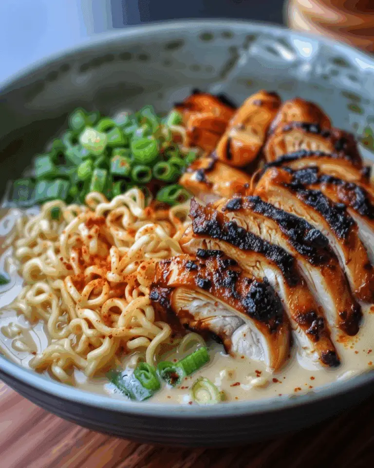 Fiery Chicken Ramen with Creamy Garlic Sauce
