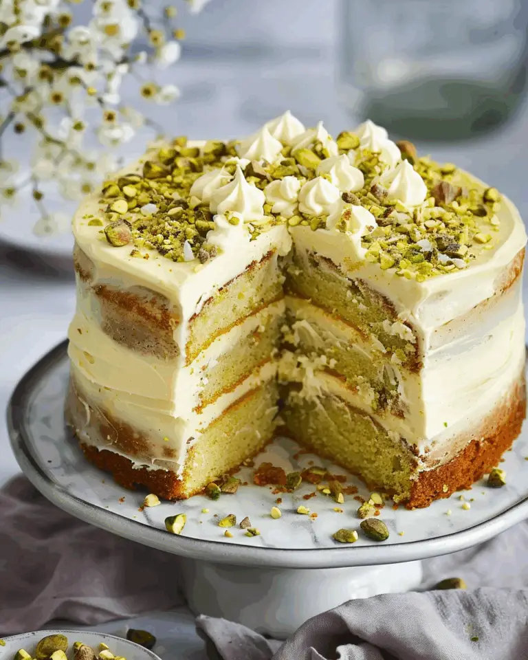 White Chocolate and Pistachio Cake