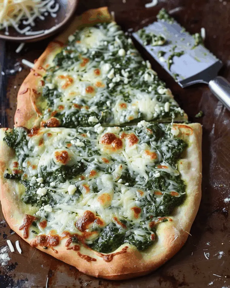 Three Cheese Pesto Spinach Flatbread Pizza