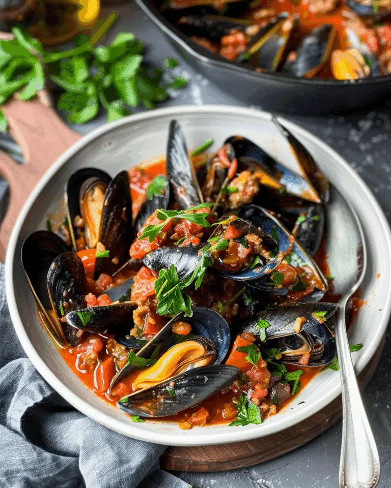 Chorizo and Tomato Steamed Mussels