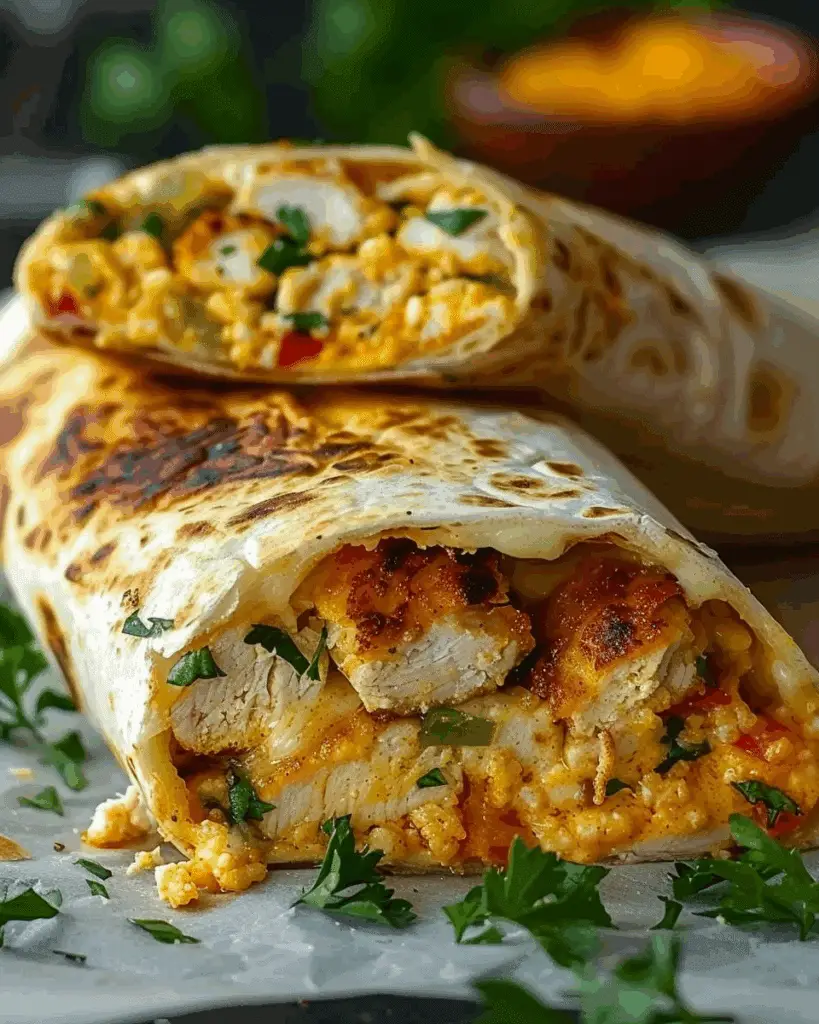 Crispy Parmesan Garlic Chicken Burritos