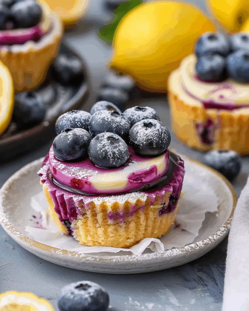 Juicy Mini Lemon Blueberry Cheesecakes