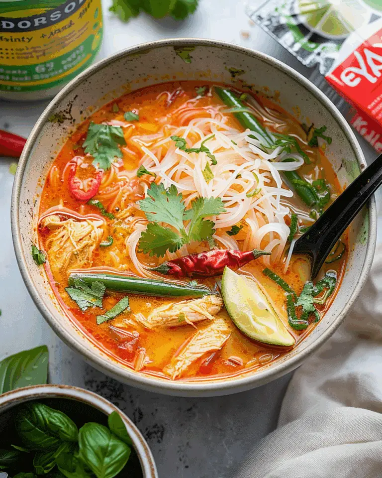Low Carb Chicken Panang Curry Noodle Soup