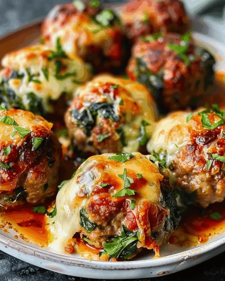 Spinach Garlic Meatballs Stuffed With Mozzarella