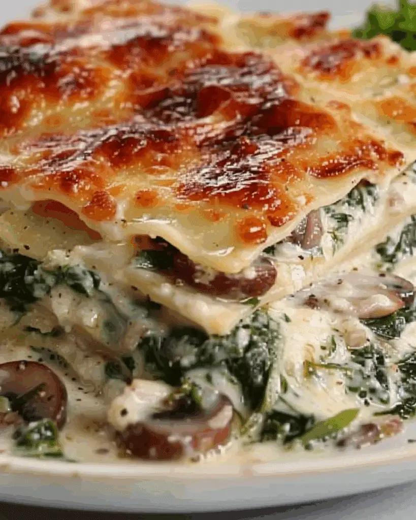 Creamy Spinach Mushroom Lasagna