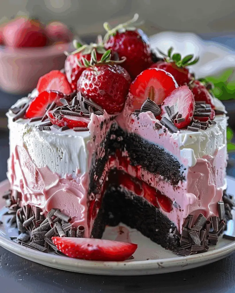 Decadent Strawberry Chocolate Fantasy Ice Cream Cake