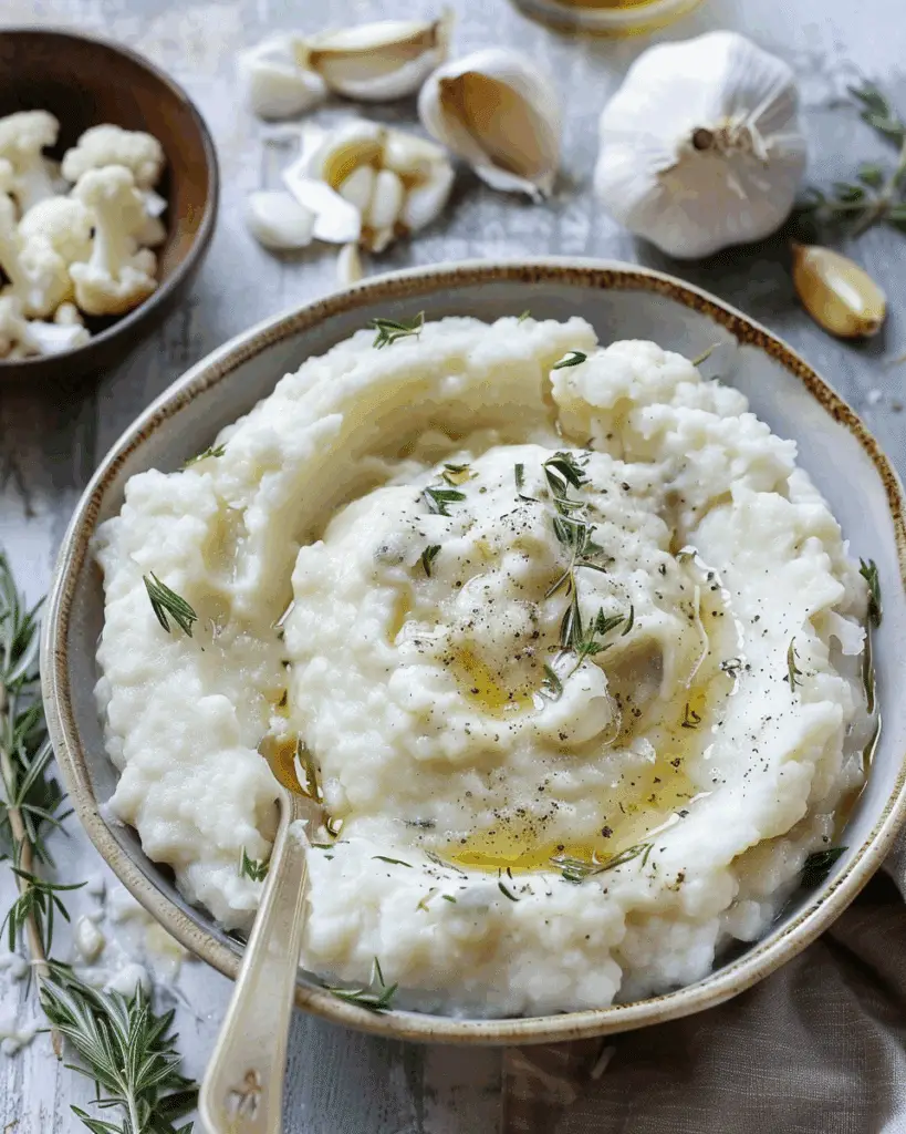 Roasted Garlic Mashed Cauliflower