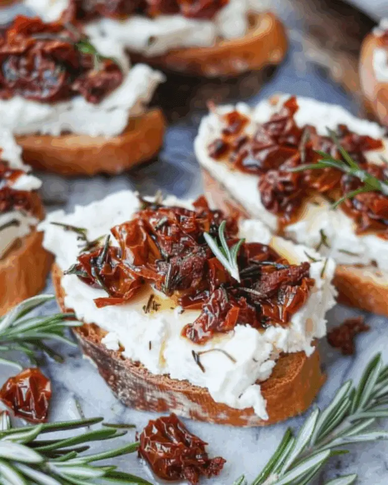 Goat Cheese Crostini with Garlic & Rosemary Sun‑dried Tomatoes