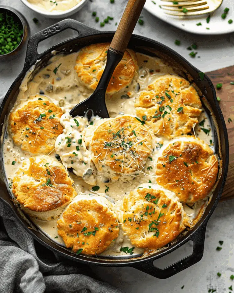 One Pan Creamy Chicken and Biscuits Recipe