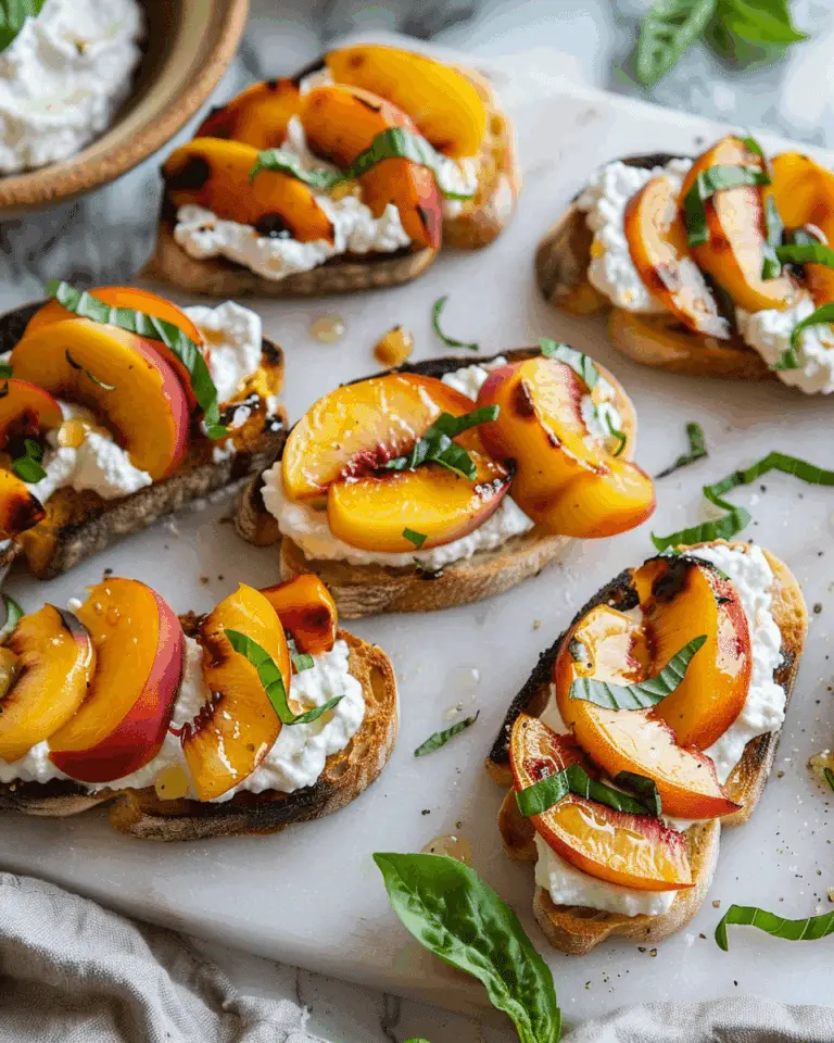 Quick Peach Bruschetta with Whipped Ricotta