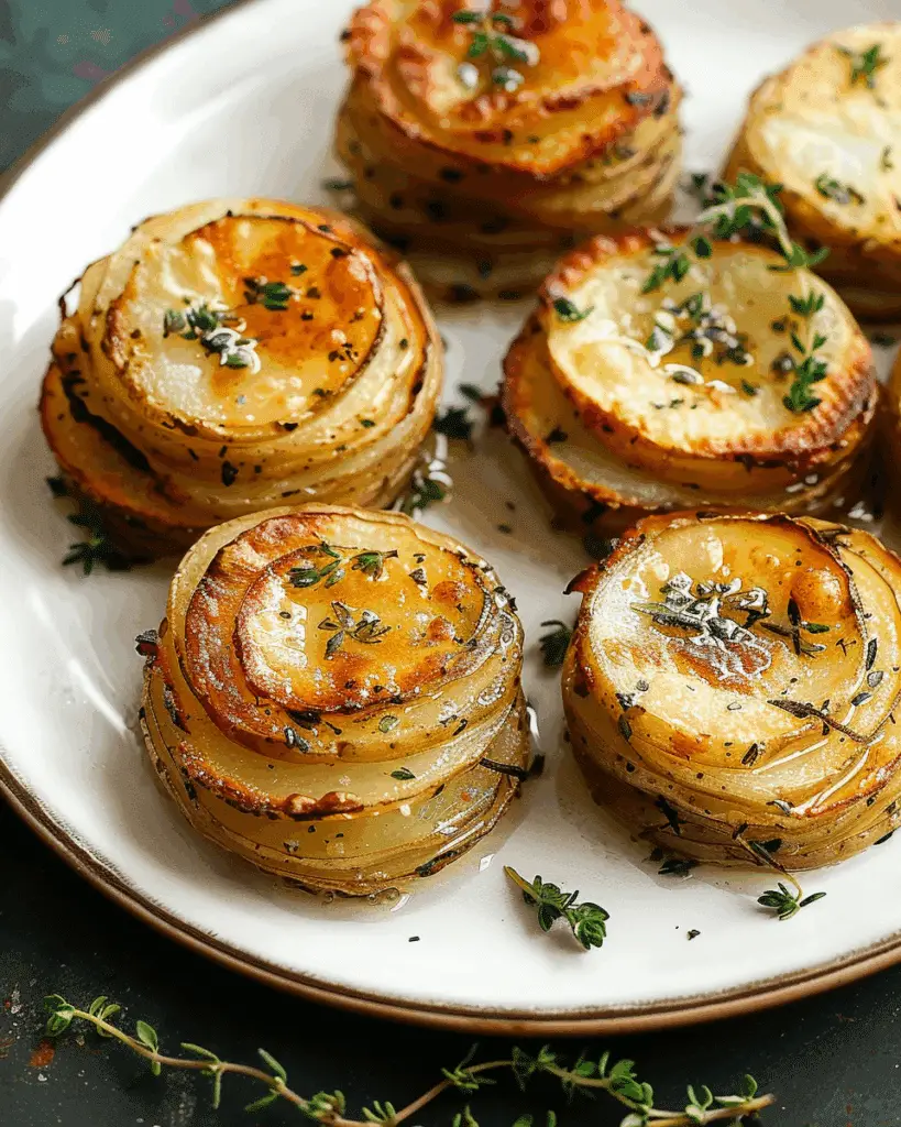 Crispy Potato Stacks with Garlic Herb Butter