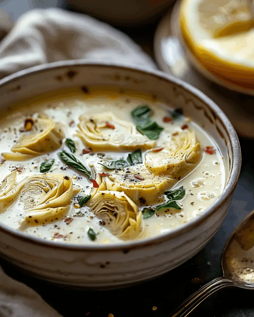 Lemony Tuscan Artichoke Soup
