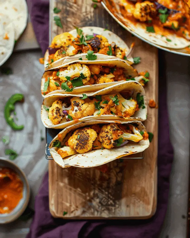 Roasted Cauliflower Tacos with Chipotle Romesco