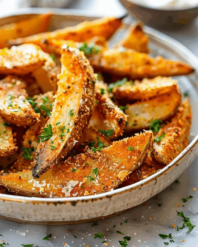 Crispy Garlic Parmesan Potato Wedges