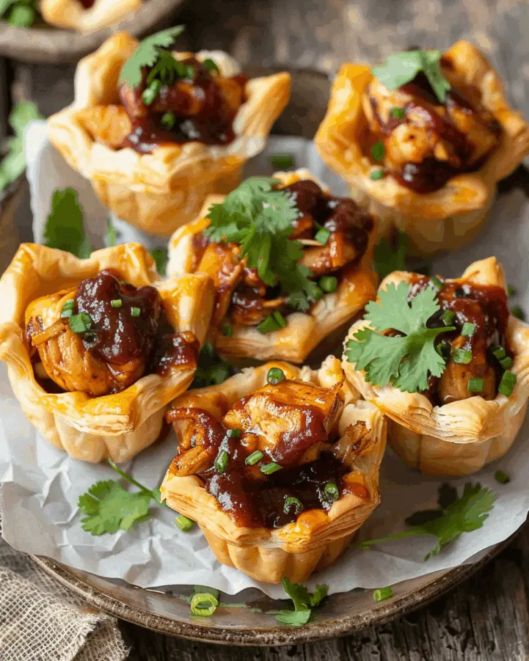 Sweet & Spicy BBQ Chicken Puff Pastry Cups