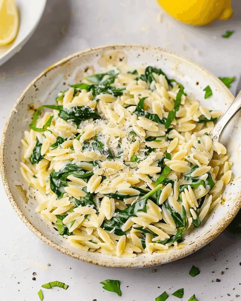 Creamy Spinach Lemon Orzo