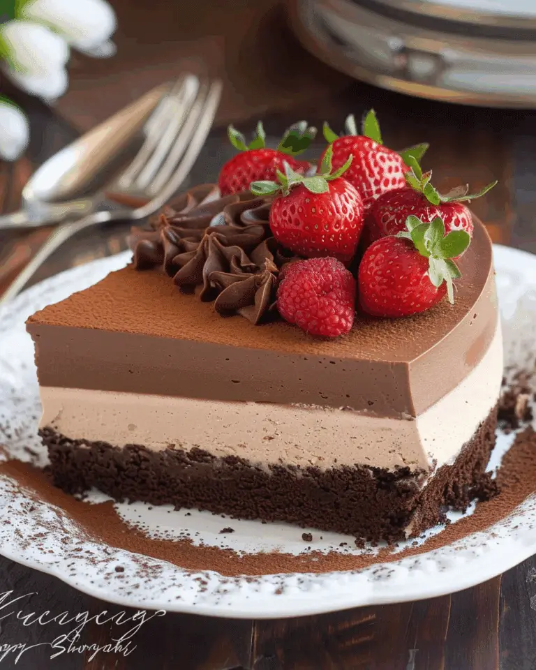 No-Bake Triple Chocolate Mousse Cake