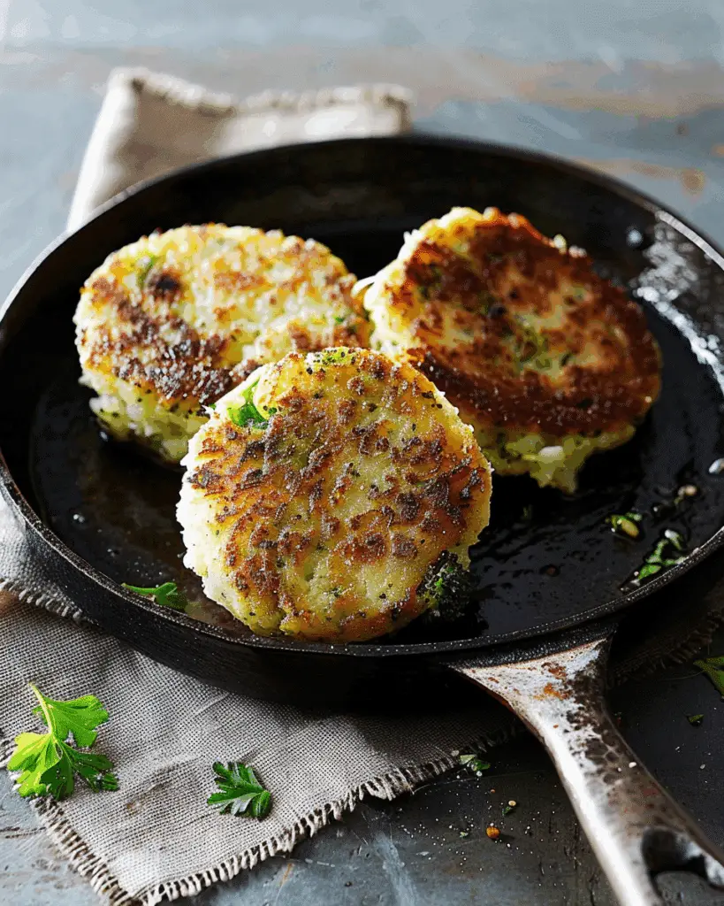 Mashed Potato Cakes with Broccoli and Cheese