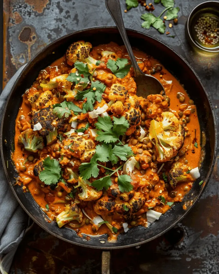 Spice‑Roasted Cauliflower in Coconut Tomato Sauce with Lentils